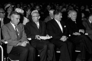 9. Tagung 1959 Physiker: Willis E. Lamb, S. Bachl, Oberbürgermeister Haas, Gerhard Domagk