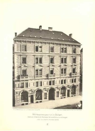 Tafel 37. Wonhaus Böblingerstr. 7 u. 9. in Stuttgart. Architekt: R. Reinhardt, Prof. an der Kgl. techn. Hochschule in Stuttgart
