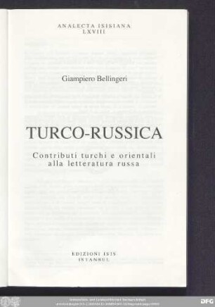 Turco-Russica : contributi turchi e orientali alla letteratura russa