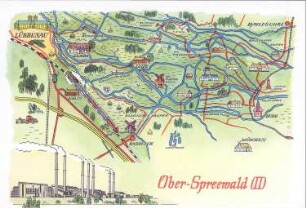 Lübbenau/Spreewald. Schematische Übersichtskarte Ober-Spreewald (II), Ansichtskarte
