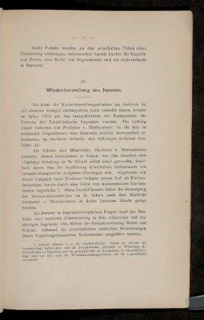 IV. Wiederherstellung des Inneren.