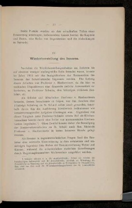 IV. Wiederherstellung des Inneren.