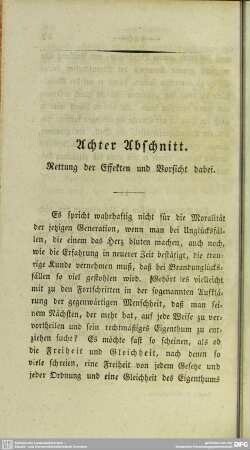 Achter Abschnitt. Rettung der Effekten und Vorsicht dabei