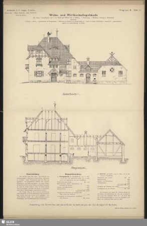 Architekt A.C. Anger, Dresden. Kennwort: "Ohne Zierrath, ohne Zwiebel" Zweiter Preis. Wohn- und Wirthschaftsgebäude