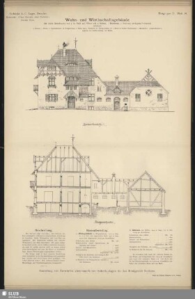 Architekt A.C. Anger, Dresden. Kennwort: "Ohne Zierrath, ohne Zwiebel" Zweiter Preis. Wohn- und Wirthschaftsgebäude