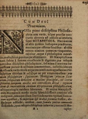 Disputatio Praeliminaris, De Metaphysicae Dignitate Atque Utilitate