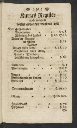 Kurtzes Register nach welchem vorher gehandelt worden/ von