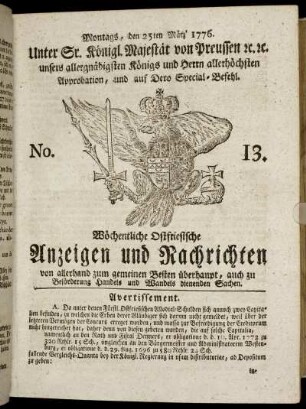 No. 13. Montags, den 25ten März 1776.