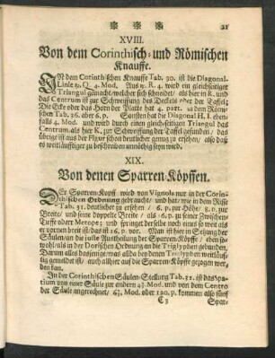 XIX. Von denen Sparren-Köpffen