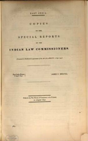 Copies of the special reports of the Indian law commissioners