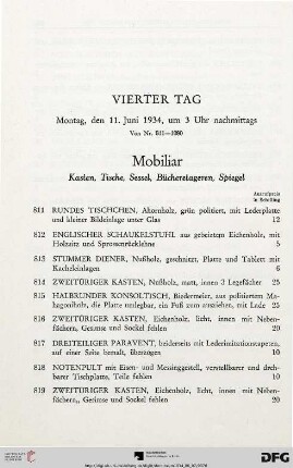 Vierter Tag: Montag, den 11. Juni 1934, um 3 Uhr nachmittags