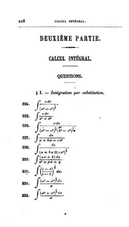 Deuxième Partie. Calcul Intégral. Questions. Solutions.