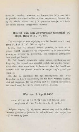 Besluit van den gouverneur generaal 30 sept. 1865