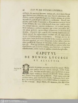 Caput VI. De Nummo Lycurgi Et Alyattis