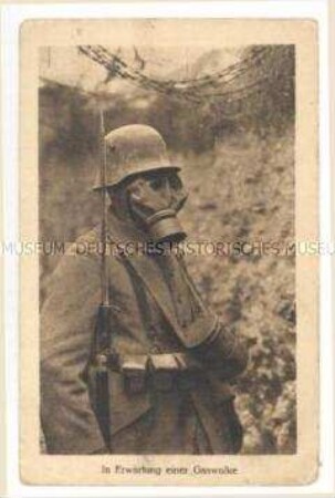 Soldat mit Gasmaske