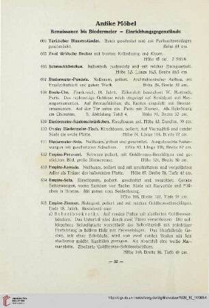 Antike Möbel (Nr. 604-639)