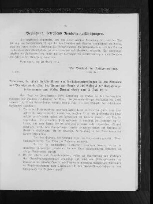 Verfügung, betreffend Reichsstempelprüfungen