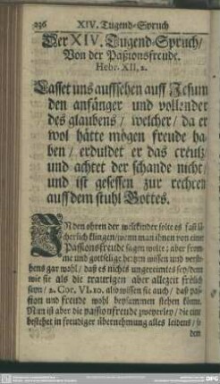 Der XIV. Tugend-Spruch, Von der Paßionsfreude