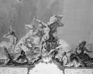 Innendekoration des Weißen Saales — Allegorische Darstellung des fürstlich-sommerlichen Landlebens — Neptun mit der Personifikation des Nils