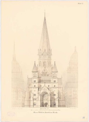Kaiser-Wilhelm-Gedächtniskirche, Berlin-Charlottenburg: Östliche Ansicht 1:200
