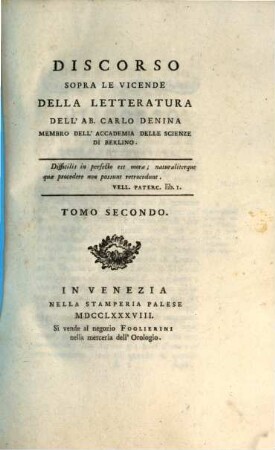 Discorso Sopra Le Vicende Della Letteratura, 2