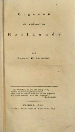 Organon der rationellen Heilkunde