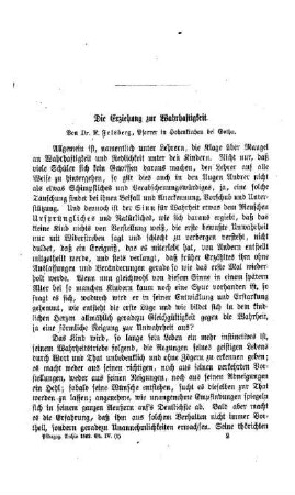 Die Erziehung zur Wahrhaftigkeit