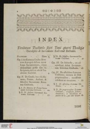 Tomi Quarti. Tractatus Sextus de Sacramento Extremae Unctionis