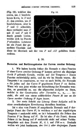 § 36. Normalen und Berührungskreise der Curven zweiter Ordnung.