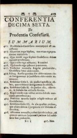 Conferentia Decima Sexta. De Prudentia Confessarii