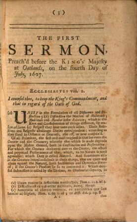 Religion and Allegiance : In Two Sermons, Preach'd before the King's Majesty. The One, on the 4th of July, An. 1627, At Oatlands. The Other, on the 29th of July, the same Year, At Alderton