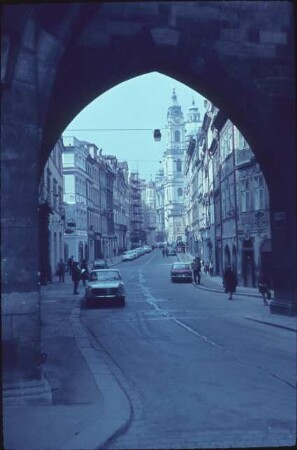 Prag, St. Nikolaus auf der Kleinseite,Prag, Kleinseitner Brückenturm,Prag, Mostecká-Straße