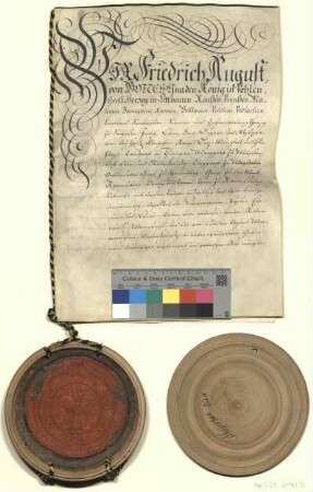 Kurfürst Friedrich August II. von Sachsen bestätigt die Religions-Assekuranz von 1611.