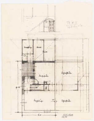 Arbeiterwohnhaus mit Stall: Grundriss, Schnitt