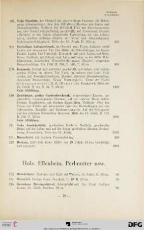 Holz, Elfenbein, Perlmutter usw. (Nr. 213-227)