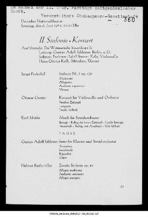 II. Thür. Festtage zeitgenössischer Musik[...] II. Sinfonie-Konzert