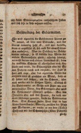 Beschreibung der Gebärmutter.