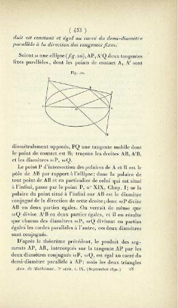 Étude géométrique des propriétés des coniques d'après leur définition. [Fortsetzung]