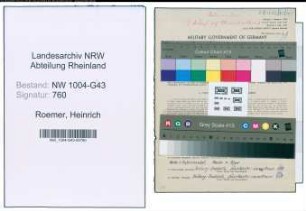 Entnazifizierung Heinrich Roemer , geb. 09.07.1897 (Arbeiter)