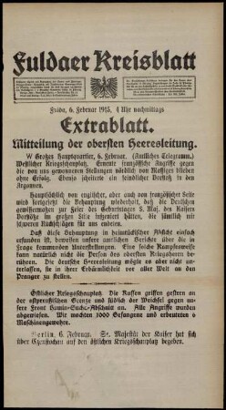 Zweite Ausgabe vom Samstag, den 06. Februar 1915.