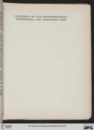 Catalogue of late protocorinthian, transtional, and corinthian vases