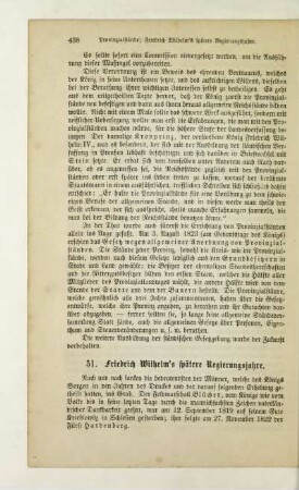 51. Friedrich Wilhelm's spätere Regierungsjahre