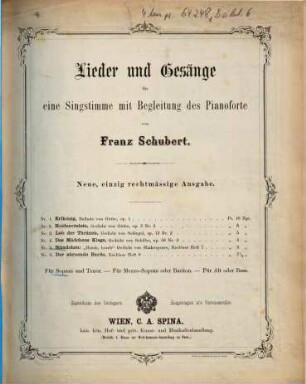 Lieder und Gesänge für eine Singstimme mit Begleitung des Pianoforte, 5. Ständchen : "Horch, horch" ; Gedicht von Shakespeare ; Nachlass Heft 7