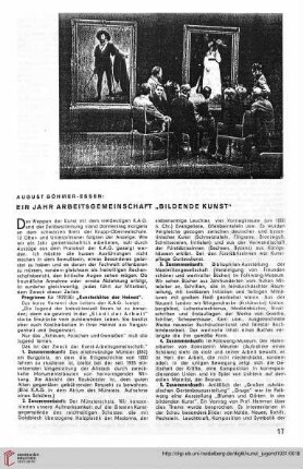 N.F. 11.1931: Ein Jahr Arbeitsgemeinschaft "Bildende Kunst"