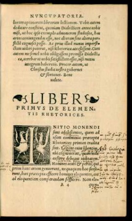Liber Primus De Elementis Rhetorices.