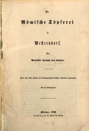 Die römische Töpferei in Westerndorf