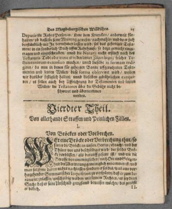 Vierter Theil. Von allerhandt Straffen und Peinlichen Fällen