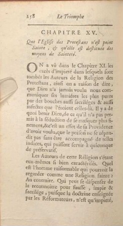 Chapitre XV. Que l'Eglise des Protestans n'est point Sainte, & qu'elle est destituée des moyens de Sainteté.
