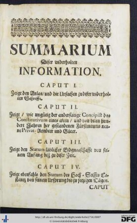 Summarium Diser widerholten Information.