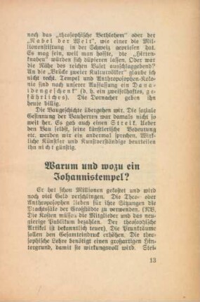 Warum und wozu ein Johannistempel?